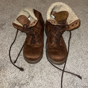 Brown lace up boots